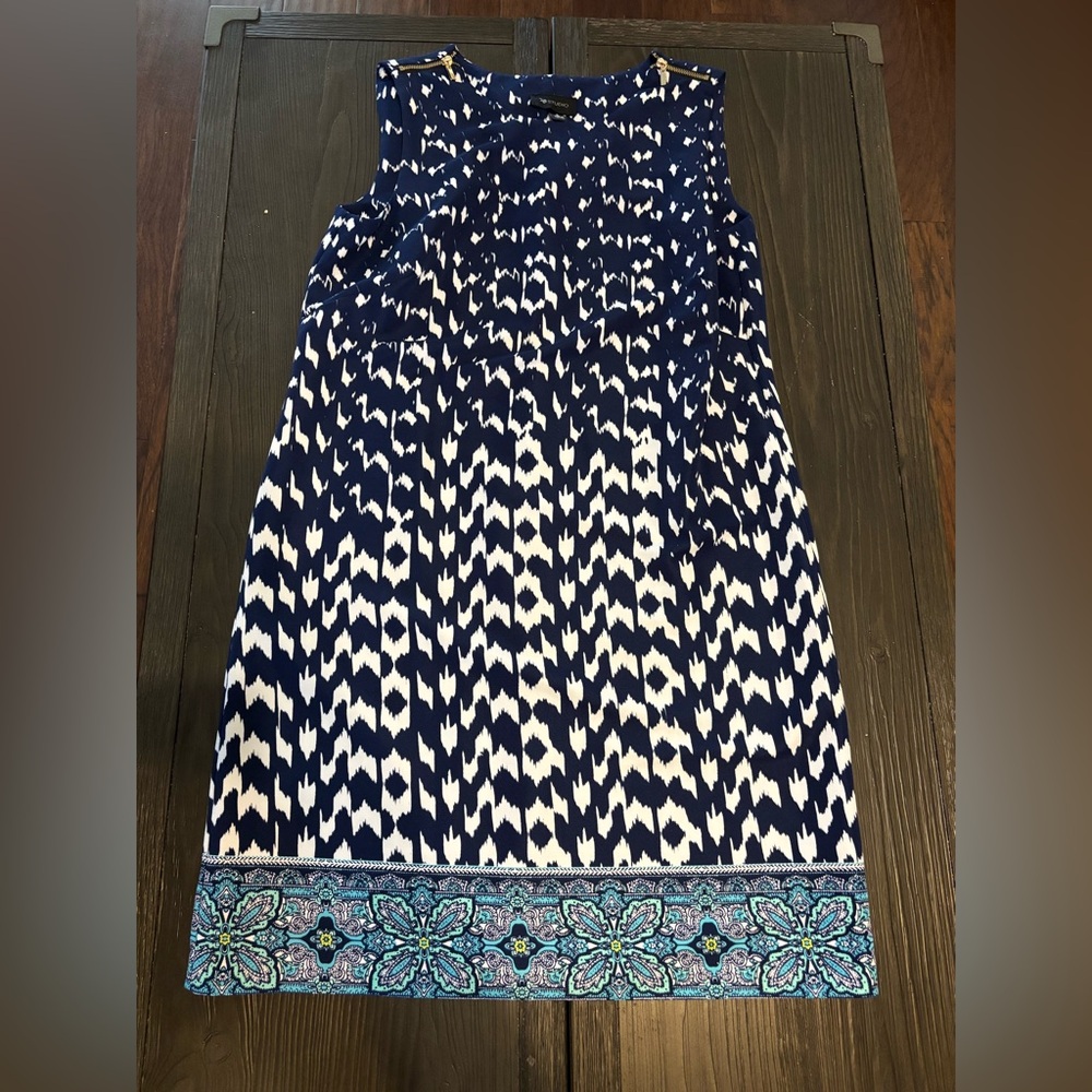 AB Studio Blue and White A-Line Dress